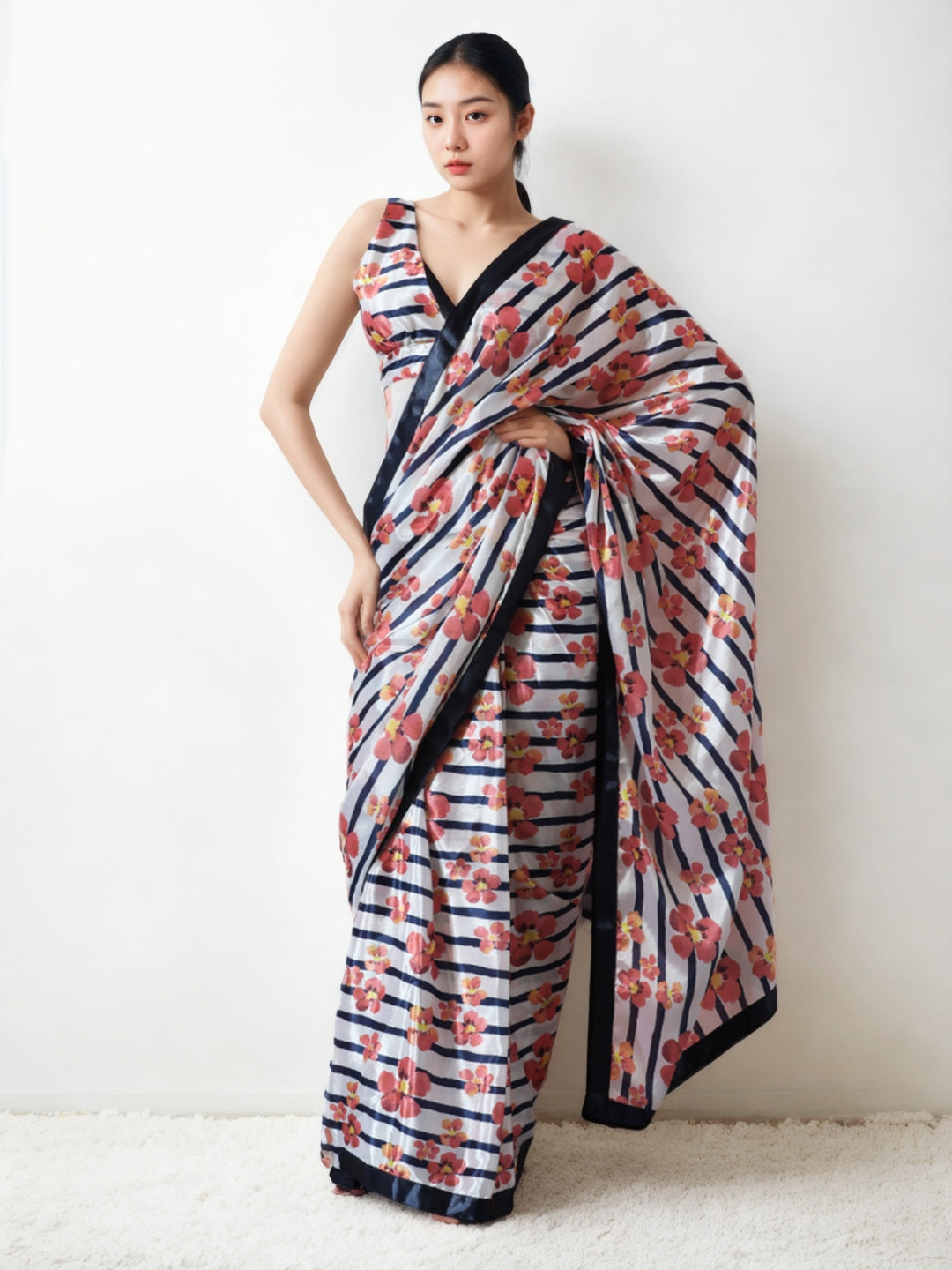 Urban Pallu Woven Design Silk Blend Fusion Saree