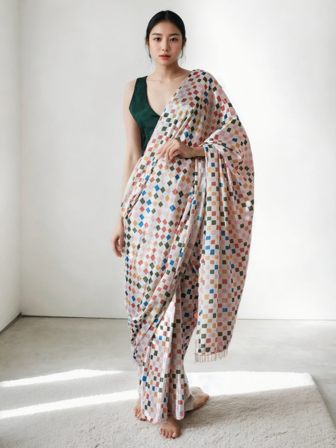 Urban Pallu Woven Design Silk Blend Fusion Saree