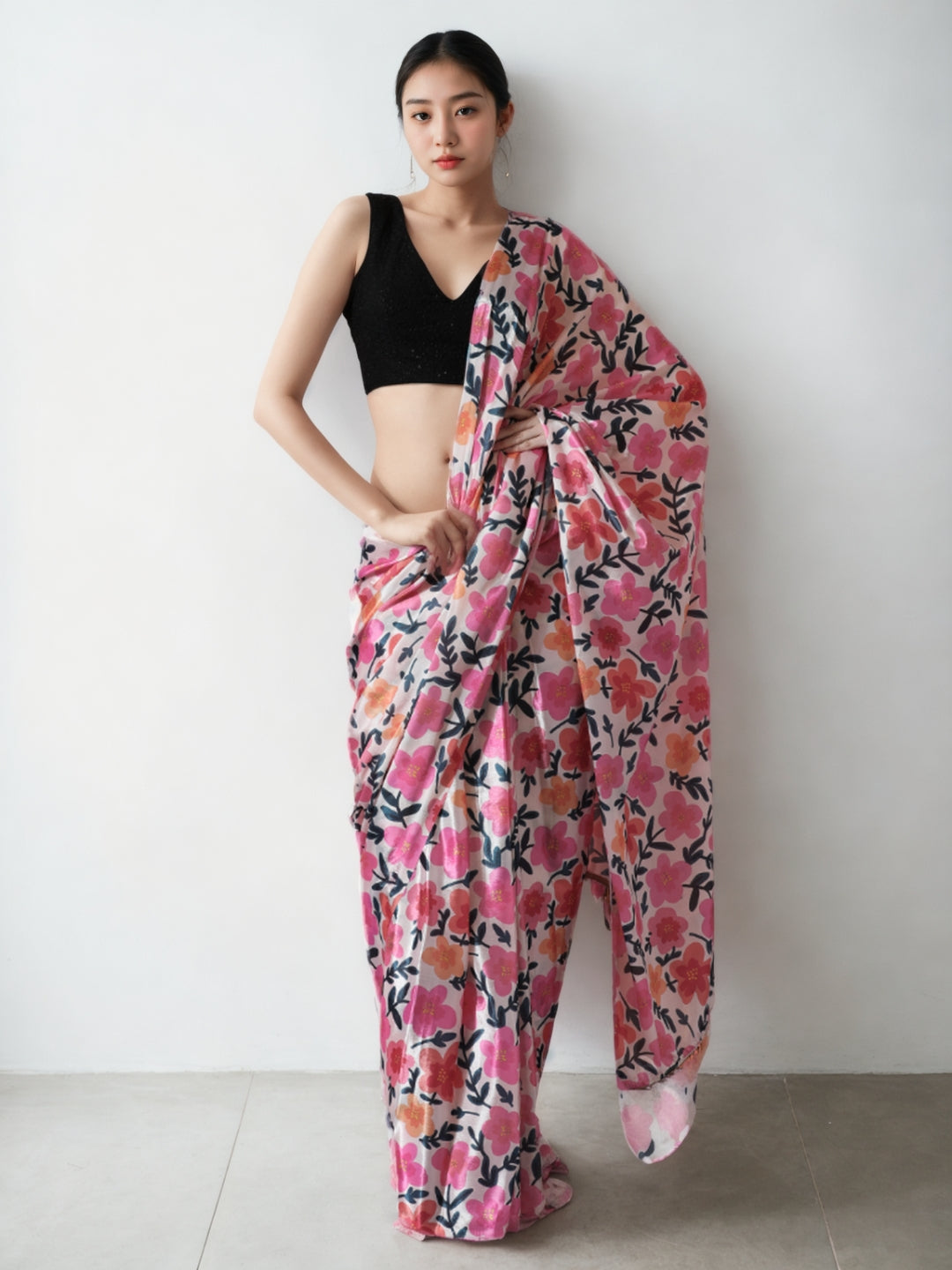 Urban Pallu Woven Design Silk Blend Fusion Saree