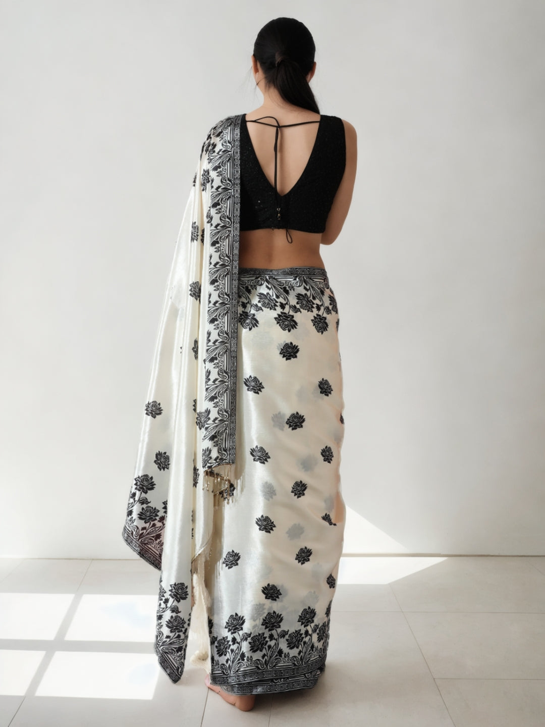 Urban Pallu Woven Design Silk Blend Fusion Saree