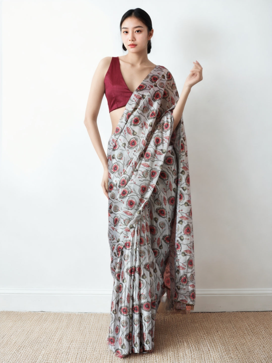 Urban Pallu Woven Design Silk Blend Fusion Saree