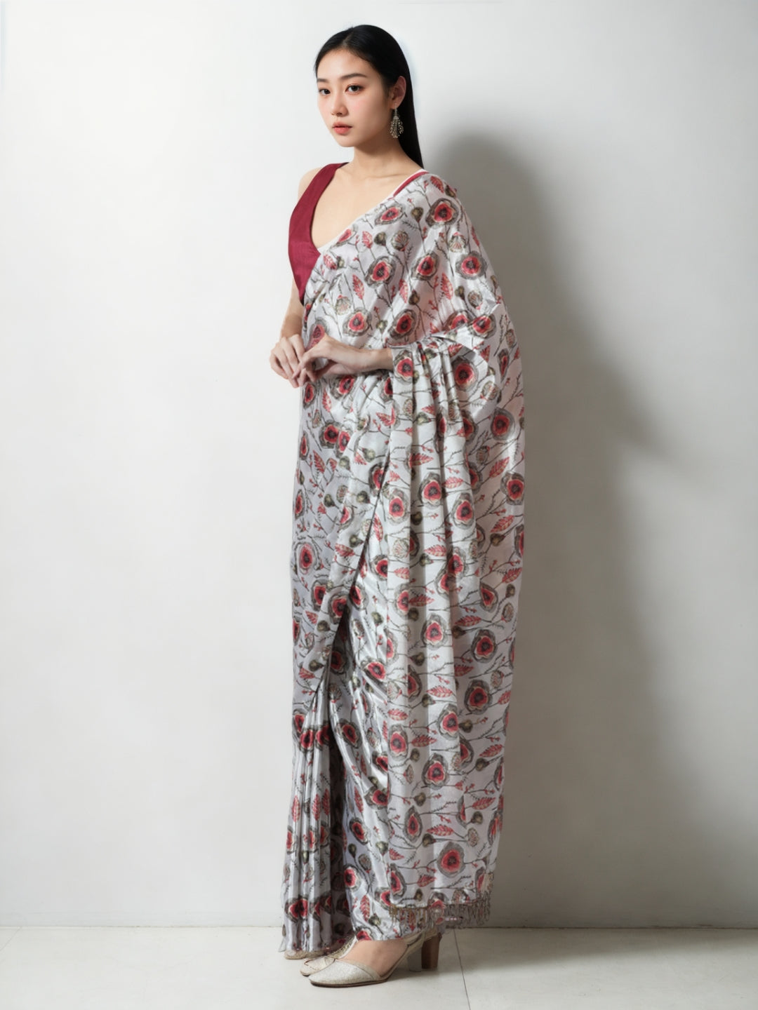 Urban Pallu Woven Design Silk Blend Fusion Saree