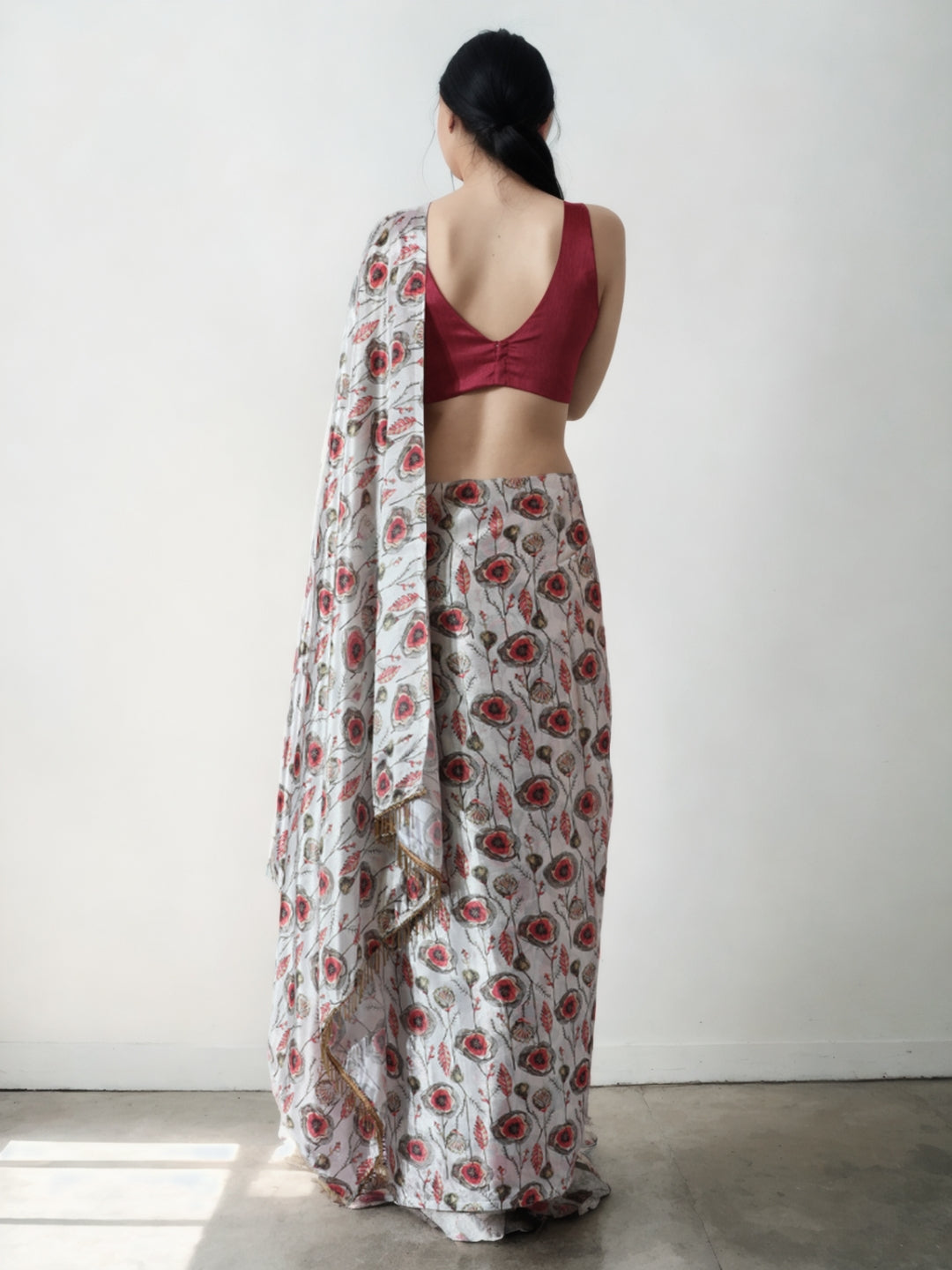Urban Pallu Woven Design Silk Blend Fusion Saree