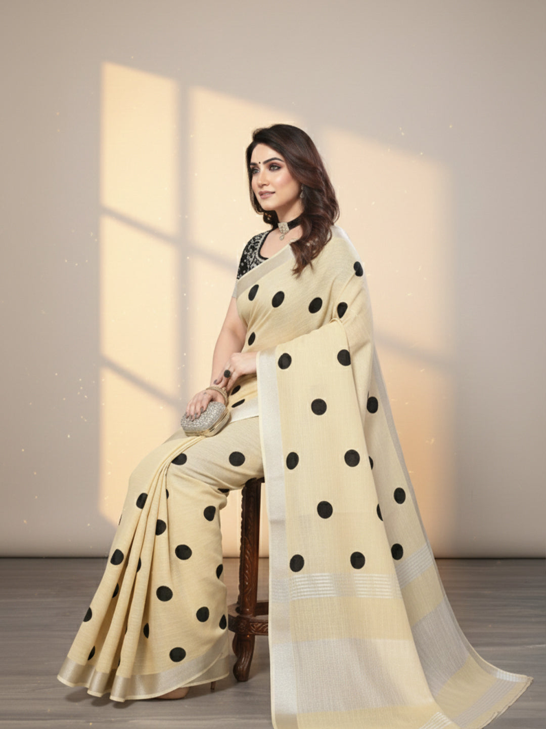 Urban Pallu Floral Sequinned Silk Blend Fusion Saree
