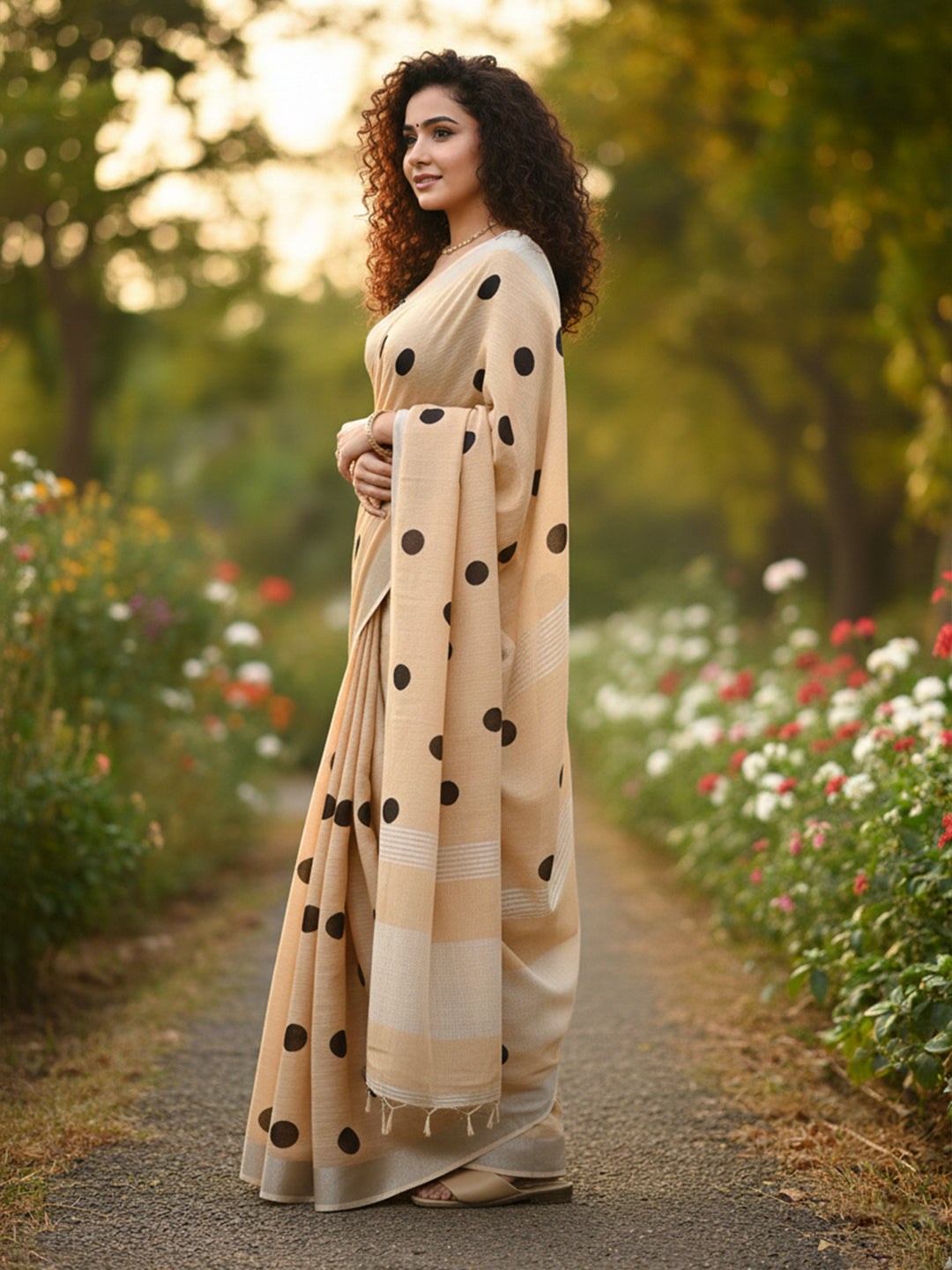 Urban Pallu Floral Sequinned Silk Blend Fusion Saree