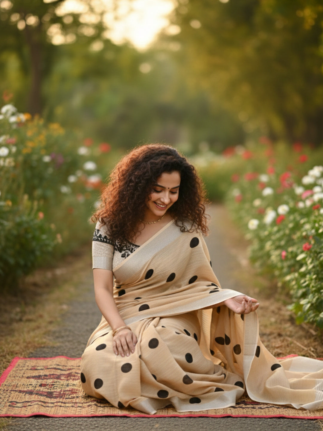 Urban Pallu Floral Sequinned Silk Blend Fusion Saree