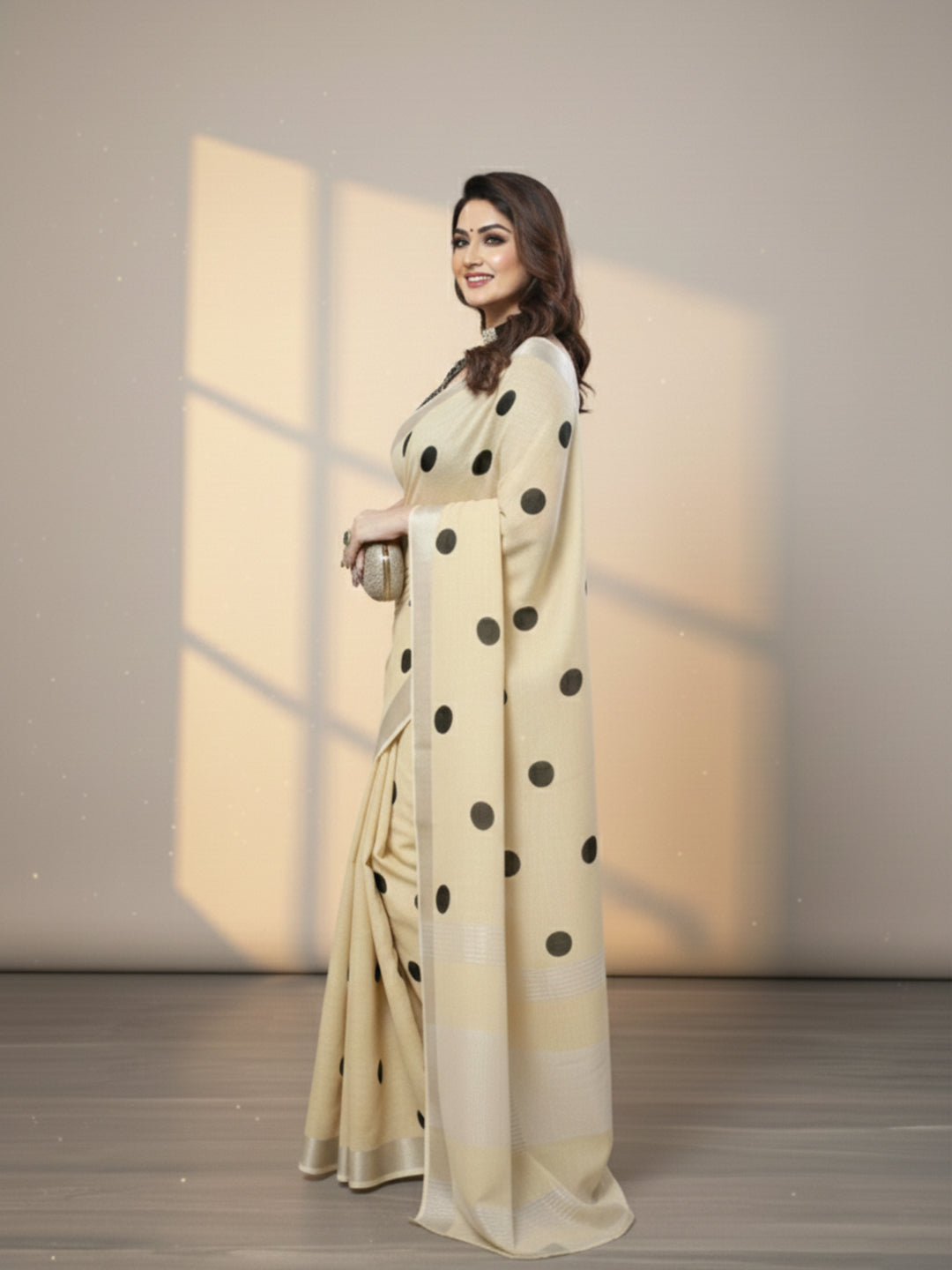 Urban Pallu Floral Sequinned Silk Blend Fusion Saree